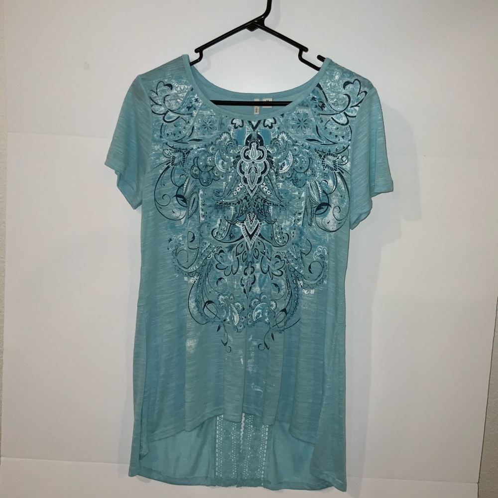 Women’s short sleeve Tunic Top / Turquoise/ M